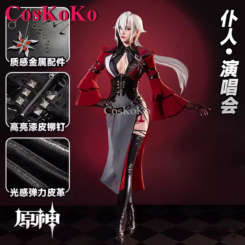 

CosKoKo Arlecchino Cosplay Game Genshin Impact Costume Concert Fashion Uniforms Dress Halloween Party Role Play Clothing S-3XL