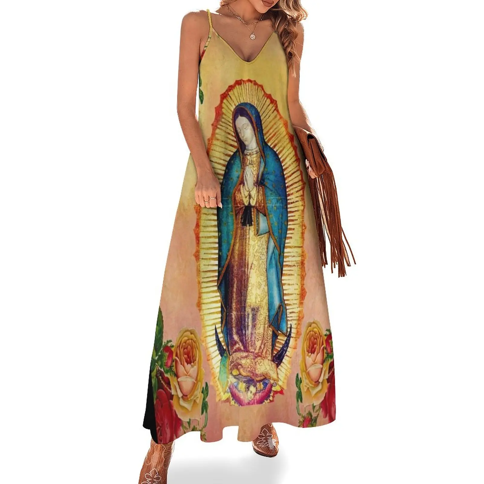 

of Our Lady of Guadalupe Virgin Mary and Roses Sleeveless Dress Summer dresses for women ceremony dresses woman dress