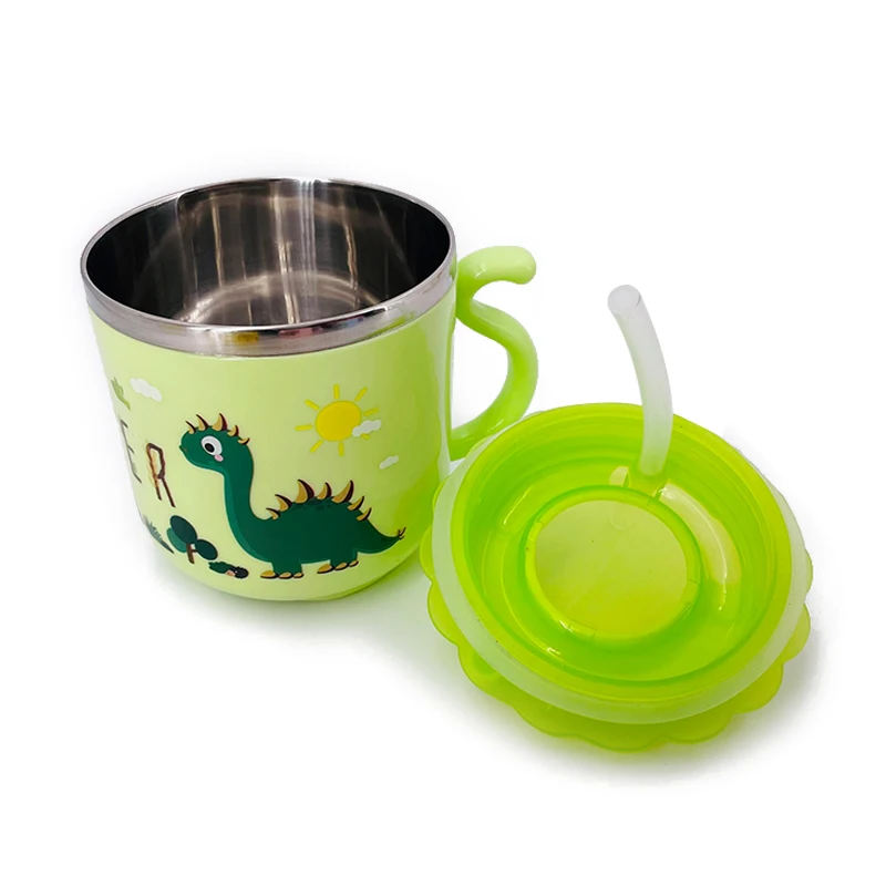 270ML Kids Water Sippy Cup Creative Cartoon Baby Feeding Cup with Straws Leakproof Water Bottle Portable Children's Cups