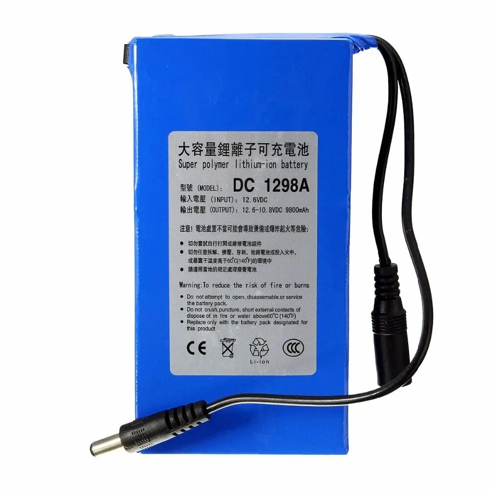 Lithium Polymer 12.6vdc Super Bateria Recarregável para Câmera Cctv Transmissor sem Fio Bateria Recarregável 12v 9800mah