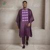 H&D Men Casual Loose Kaftan Muslim Thobe Jubba Dishdasha Thawb Dress 3PCS Agbada Set Arab Purple Color Embroidered Robe New 2026