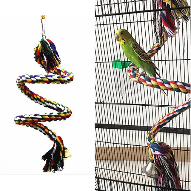 Giochi Per Pappagalli HOMURY - Corda Arrampicata 150cm E Anello 18cm, Giocattoli Colorati Per Uccelli - Foto 3