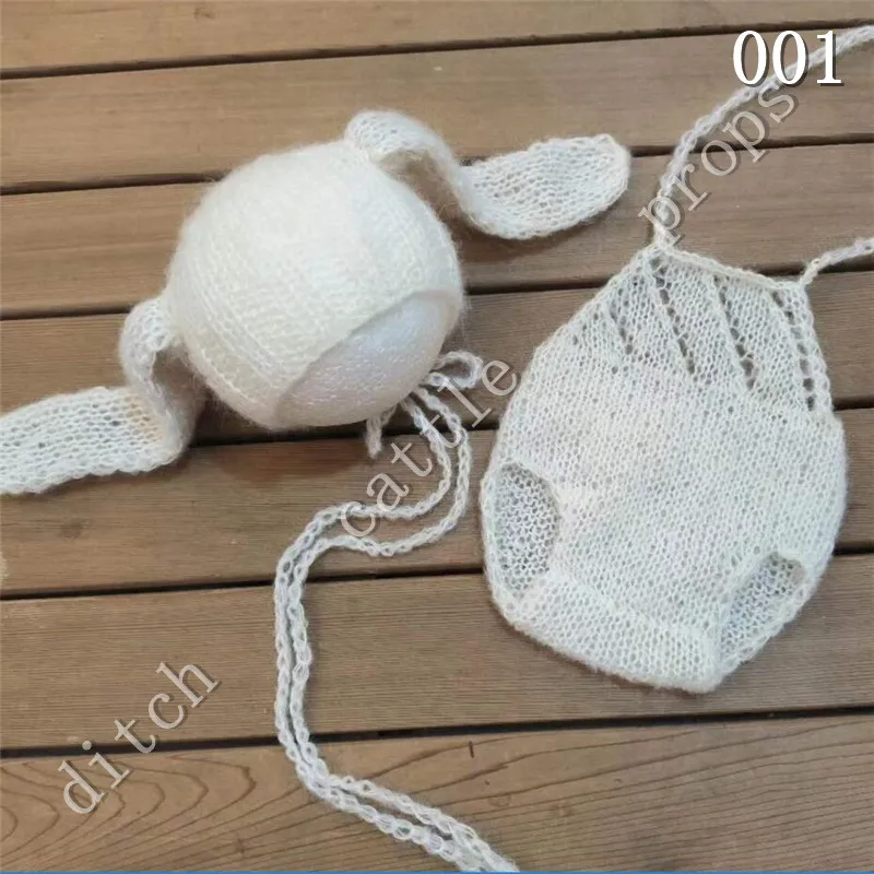 

Реквизит для фотосъемки новорожденных мохеровые шорты + шапка с большими кроличьими ушами