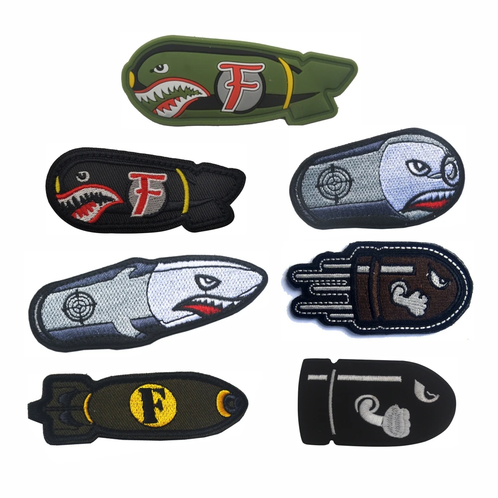 Missile Embroideried Patch Armband Badge Applique Embellishment MIlitary Tactical Shark Embroidery Patches