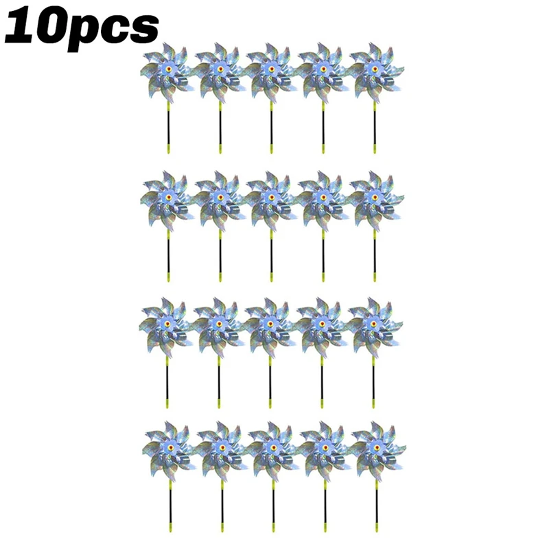 20PCS Reflective Pinwheels With Stakes Extra Sparkly Pinwheel For Garden Decor, Bird Devices Deterrent