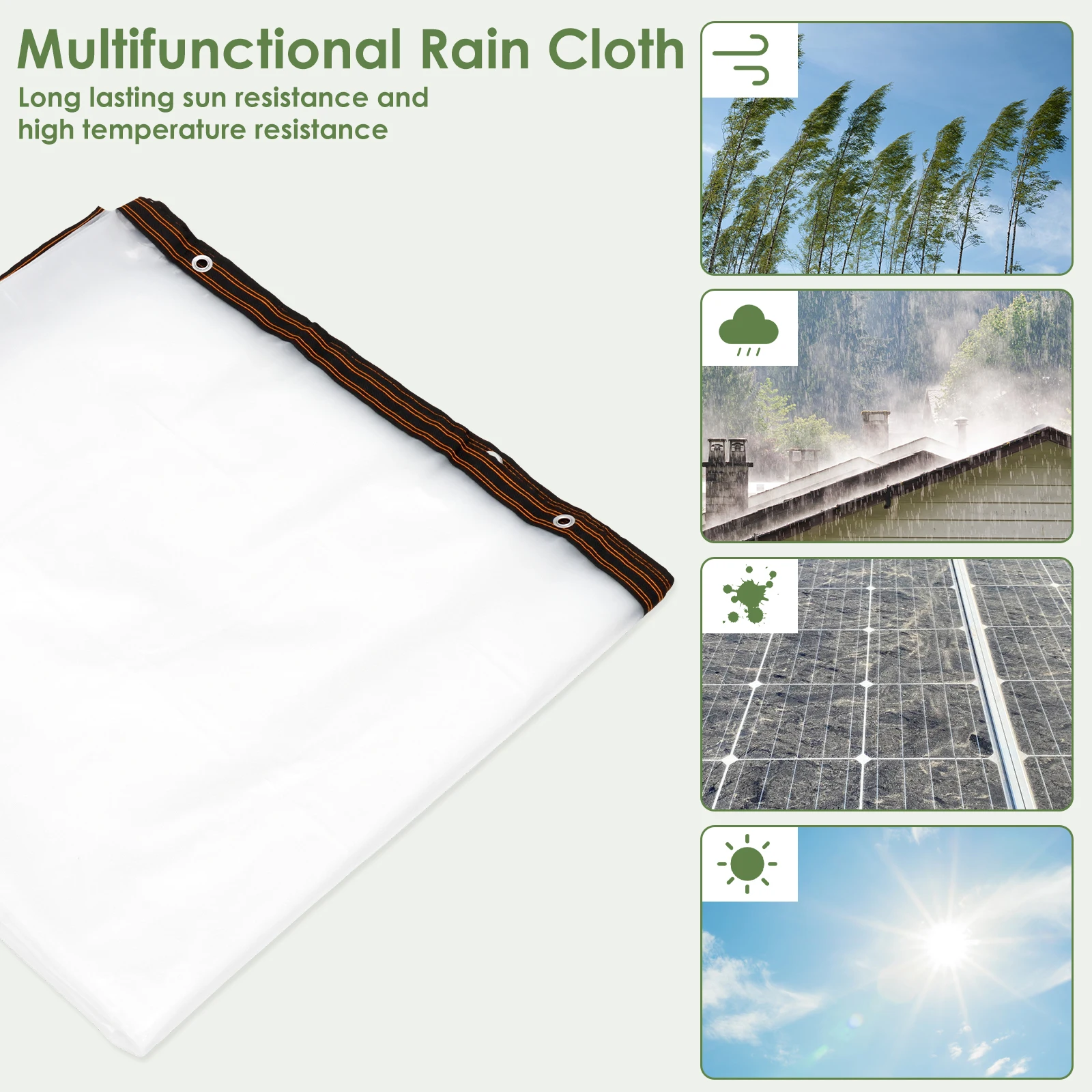Pvc Transparent Tarp 3&times;3m Thickened Clear Waterproof Tarp Patio Rainproof Cloth Greenhouse Film Tarpaulin Plant Coverage