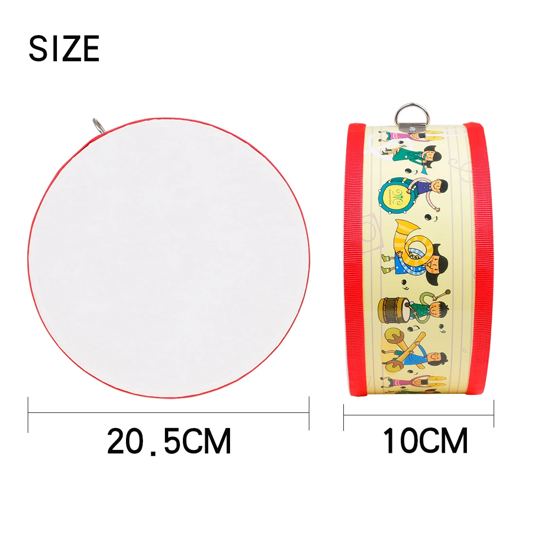 SY-72 Orff Children's small Battle Drum Double Sided Drums Side with Little Man Pattern Children's Toys Percussion Instruments
