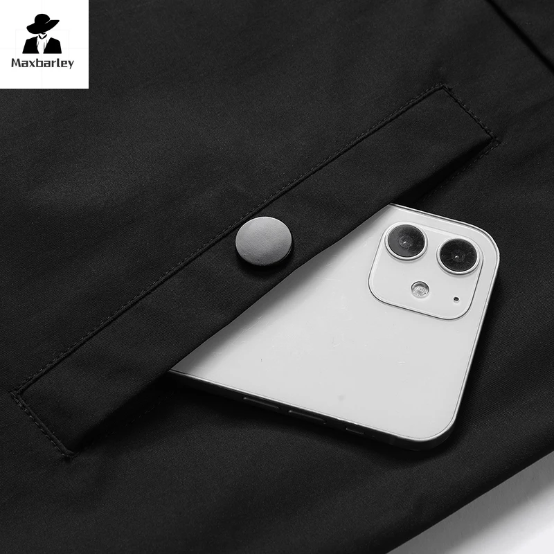 2024 New Autumn Jacket Men's high quality Classic Thin Solid Color Pocket Coat Business Casual Windbreaker Men's Brand Clothing