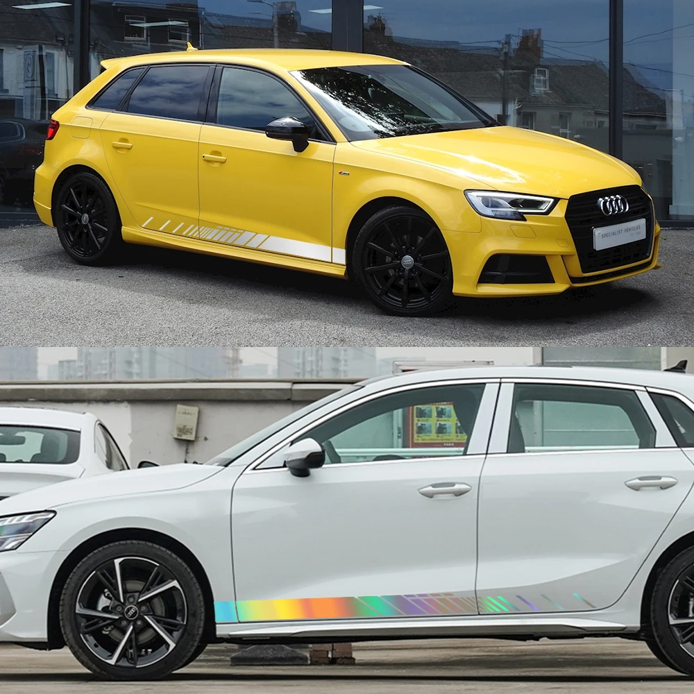 자동차 문짝 비닐 데칼 사이드 스커트 스티커, 아우디 A3 8V 8P 8L 8Y S3 RS3 세단 스포츠백 리무진, 외부 방수 장식