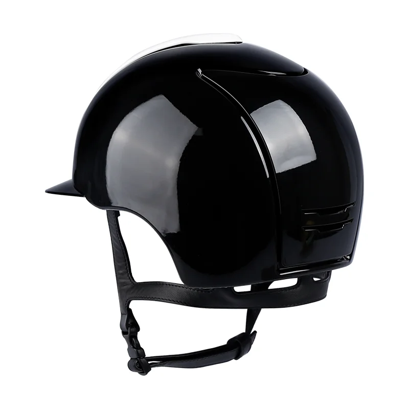 Shine shell black and white helmet riding equestrian equipments removable inner deep blue and white cromo2 head guard protection