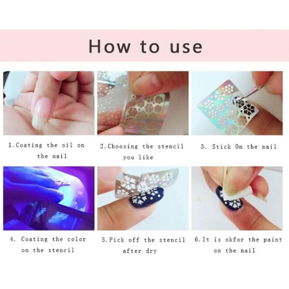 Description Picture 6 of item1pc 3D Hollow Spray Painting Template Nail Sticker Heart Butterfly Stars Stencil Mold Slider Nail Decals Manicure Stencils Tools