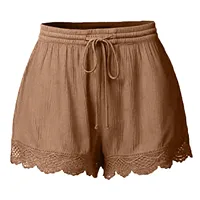 Shorts For Women Ruffle Hem Casual Shorts Plus Size Drawstring  Lace Shorts - Image 2