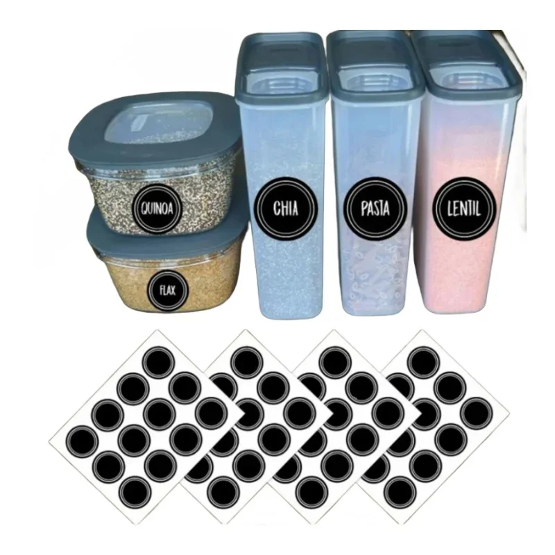 120pcs Round Shape Label Stickers Mason Jars Spice Bottle Pantry Food Storage Stickers Waterproof Reusable Blackboard