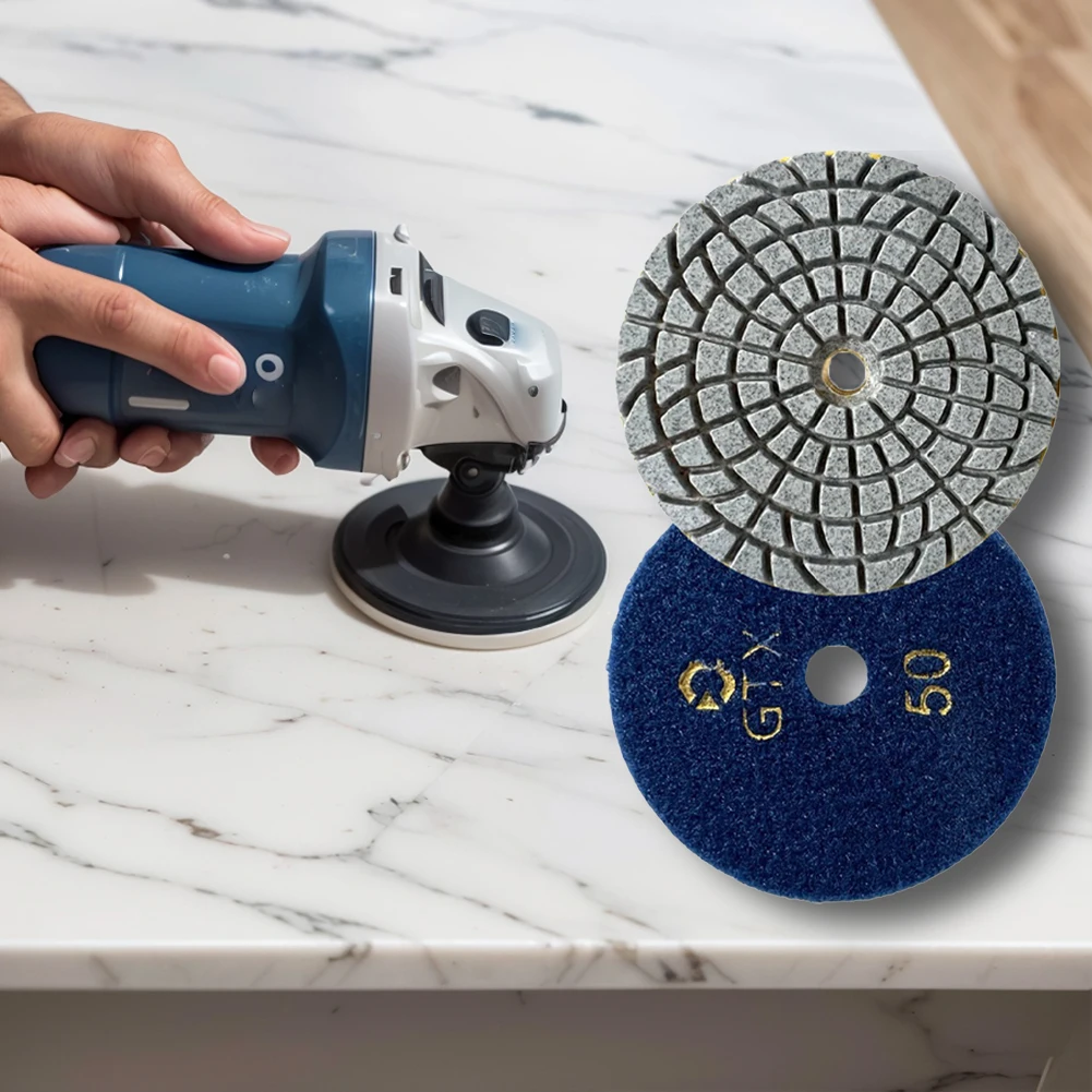 2 Pcs 100mm/4inch Diamond Polishing Pad 50-500 Grit Wet Buff Disc Abrasive Grinding Discs for Granite Stone Concrete Marble