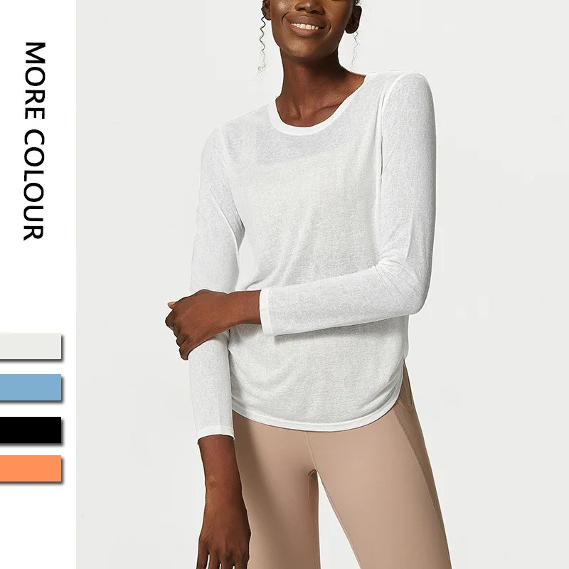 

Plus Size Women Fitness Sport Wear Long Sleeve Loose High Springy Shirt Gym Yoga Wear Shirt Top mujer
