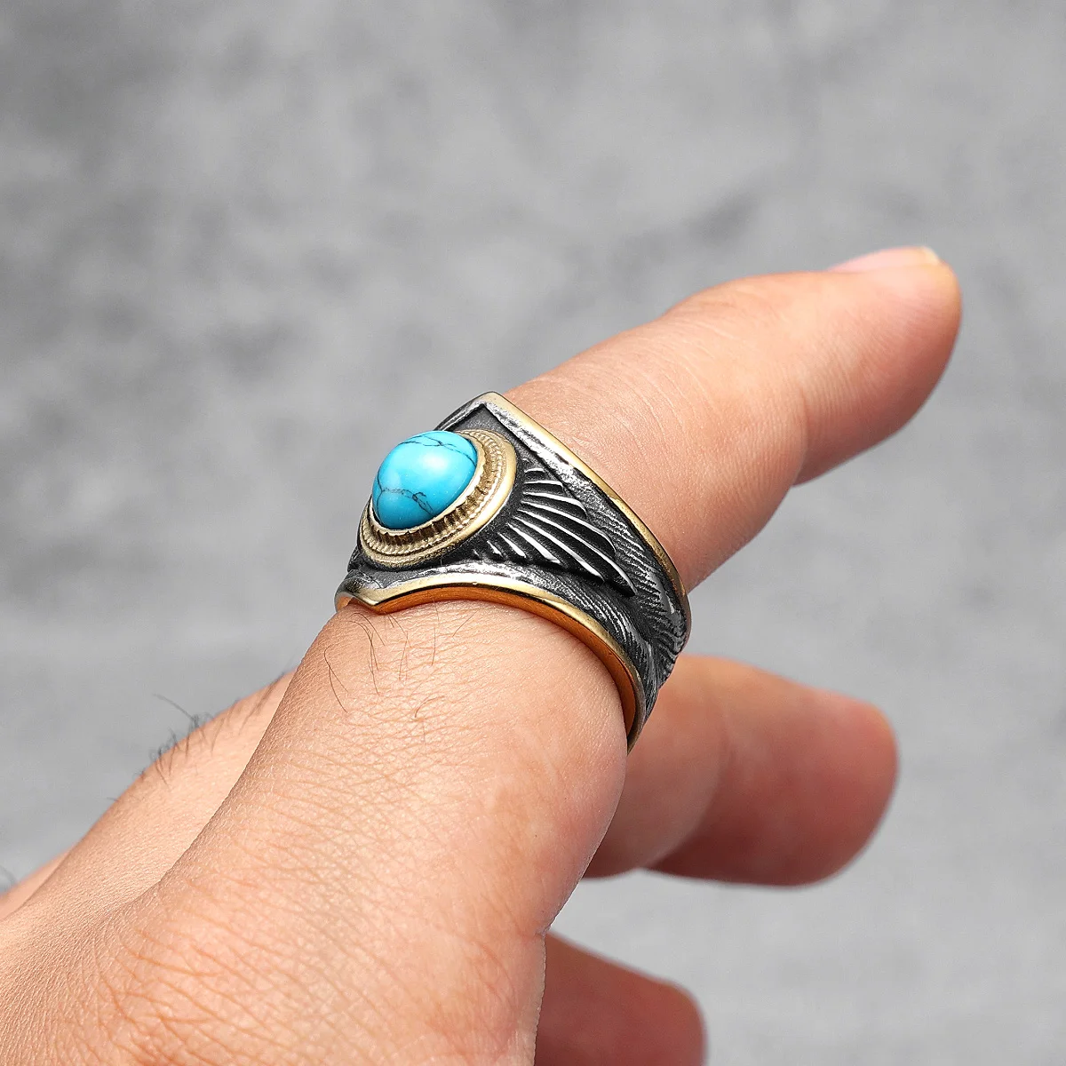 Navajo Royston Turquoise & Sterling Silver Men's Ring – Nizhoni Traders LLC