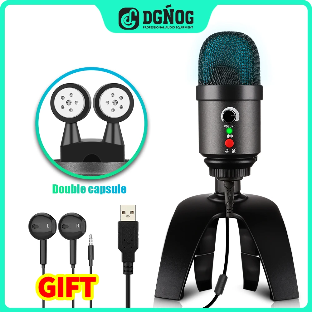 

DGNOG USB microphone for laptop,Stereo Recording Computer Podcast Professional Condenser Mic for PC Gaming,ASMR,studio,singing