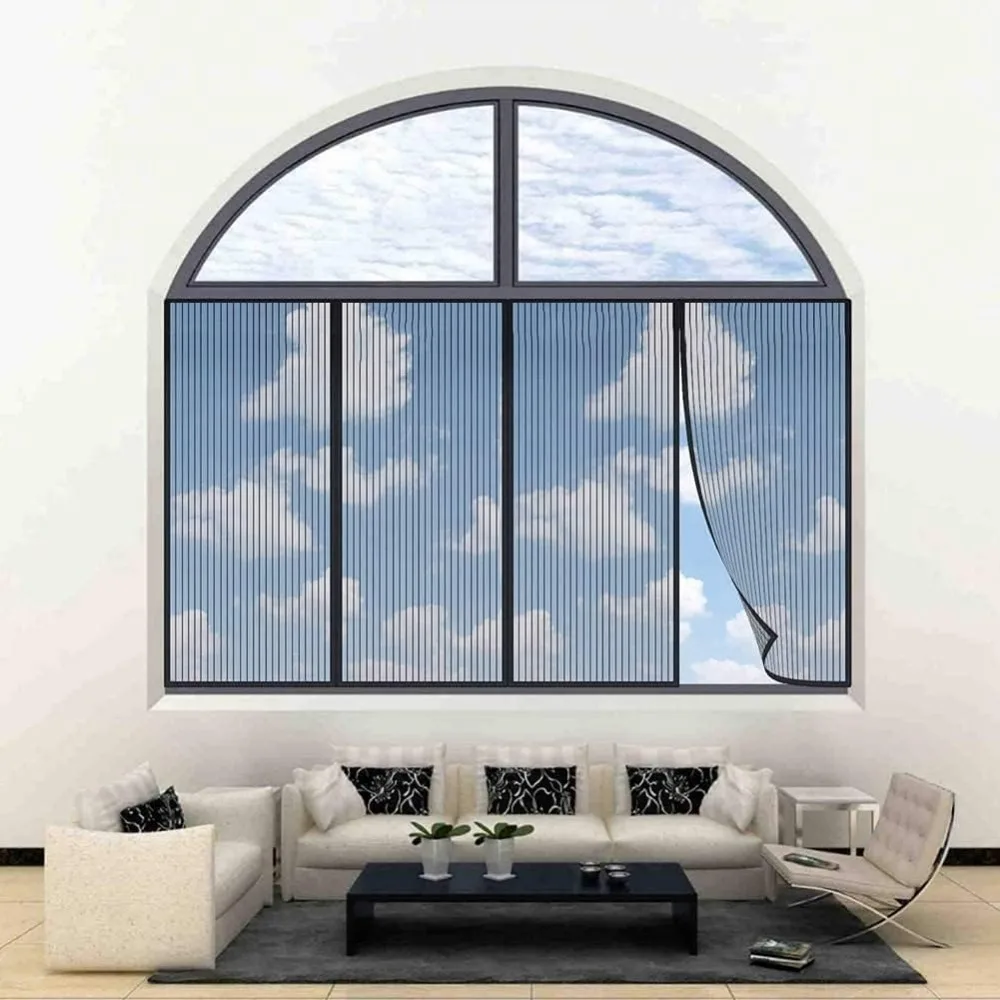 마그네틱 모기장 창문, 모기장 스티커, 입구 문, 문, 안뜰 검은색 모기 방지, 120x150cm
