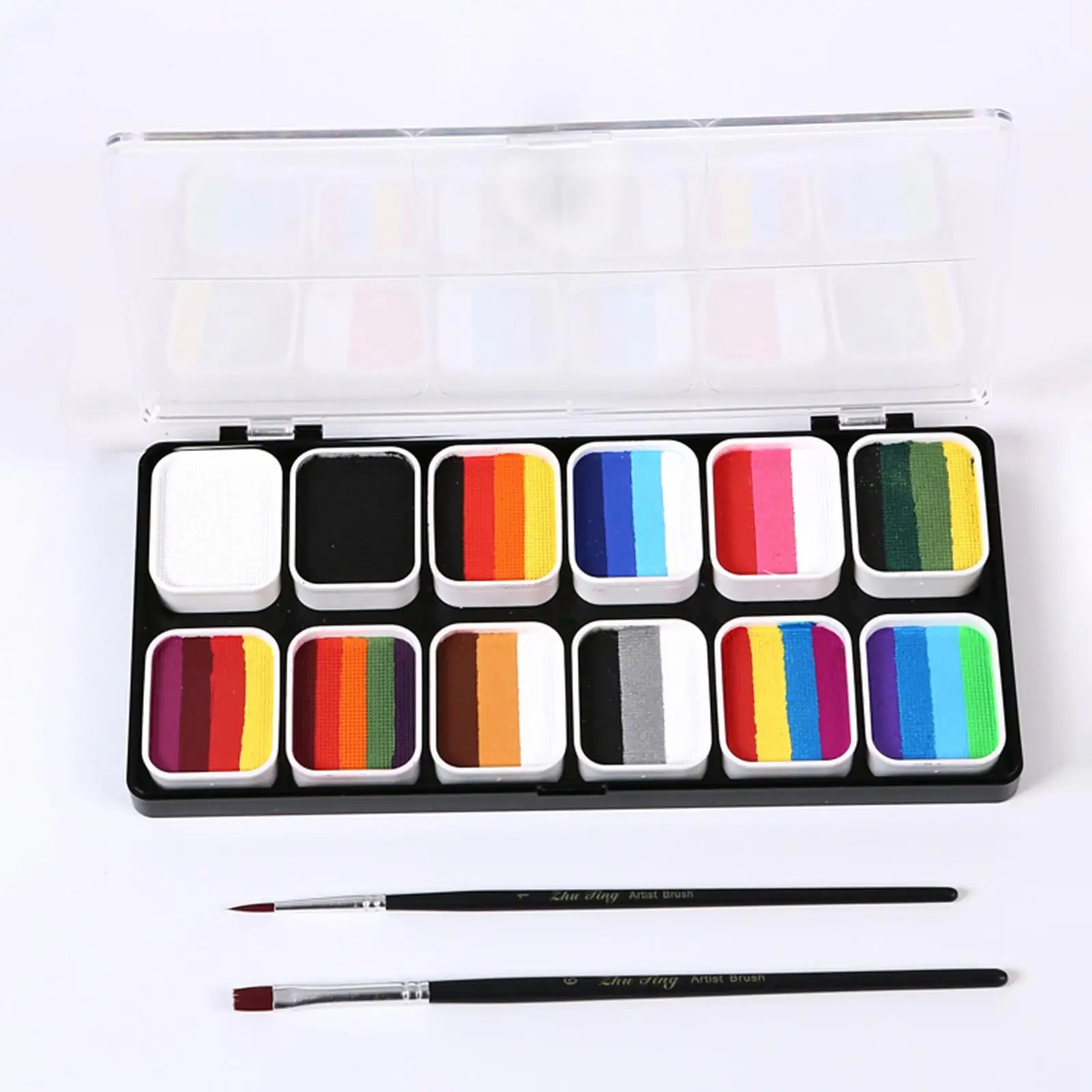 

Face Body Paint Set Vibrant Colors Easy to Use with Brushes Cosmetic Palette for Events Party Stage Performance Adults Cosplay