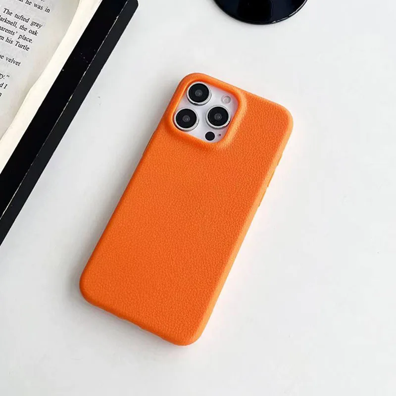 Elegant Candy Color Leather Texture Phone Case - Premium Silicone Soft Matte Cover