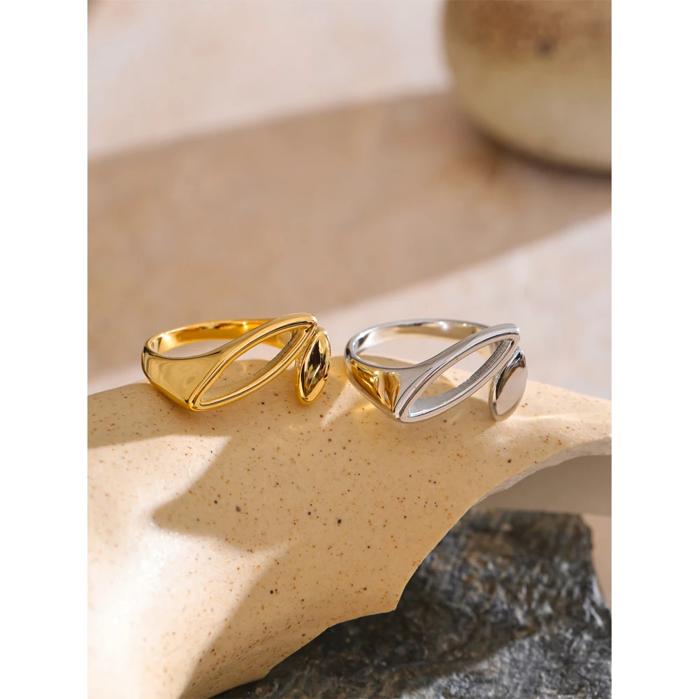 Yhpup Ring Stainless Steel Geometric