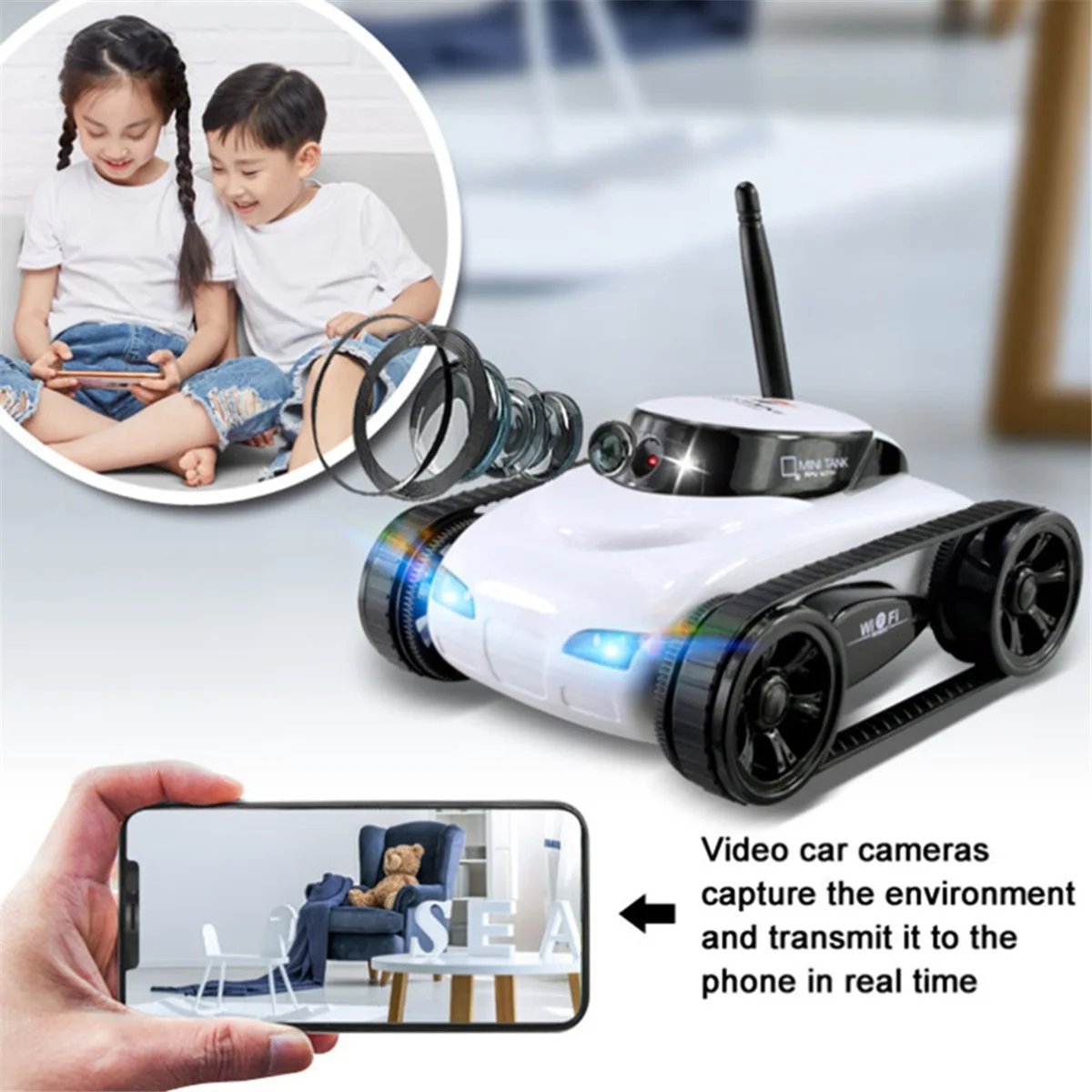 FPV WIFI RC Car Real Time Quality Mini Camera Video Remote Control Robot Tank Intelligent APP Wireless Toy for Kids 2