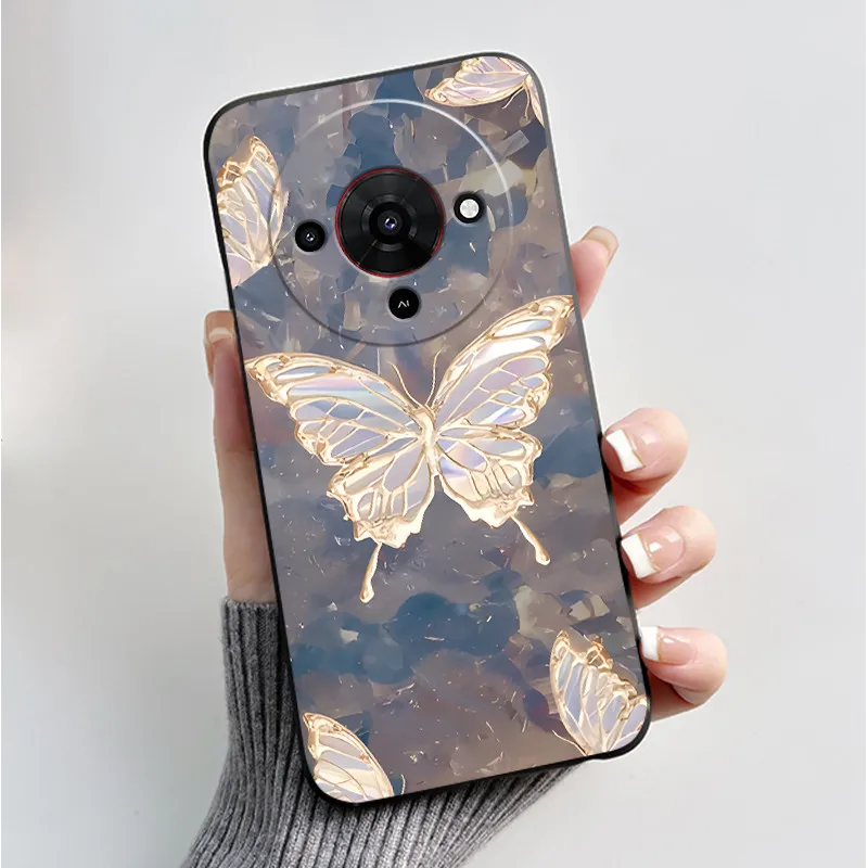 Butterfly Flower Black Soft Silicone Phone Case - Stylish Protective Back Cover