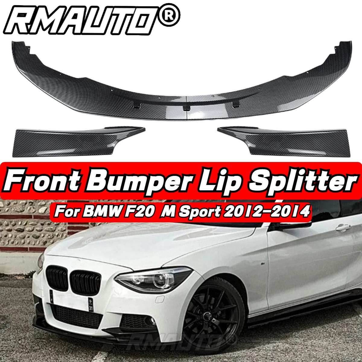 

4Pcs F20 Front Lip Carbon Fiber Front Bumper Lip Spoiler Splitter Cover Trim Body Kit For BMW 1 Series F20 F21 M Sport 2012-2014