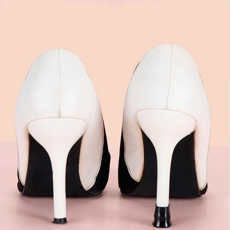 TPU Heel Protector Cap - Slip-On Anti-Slip Noise Reduction Cushion, Black/Clear Shoe Accessory