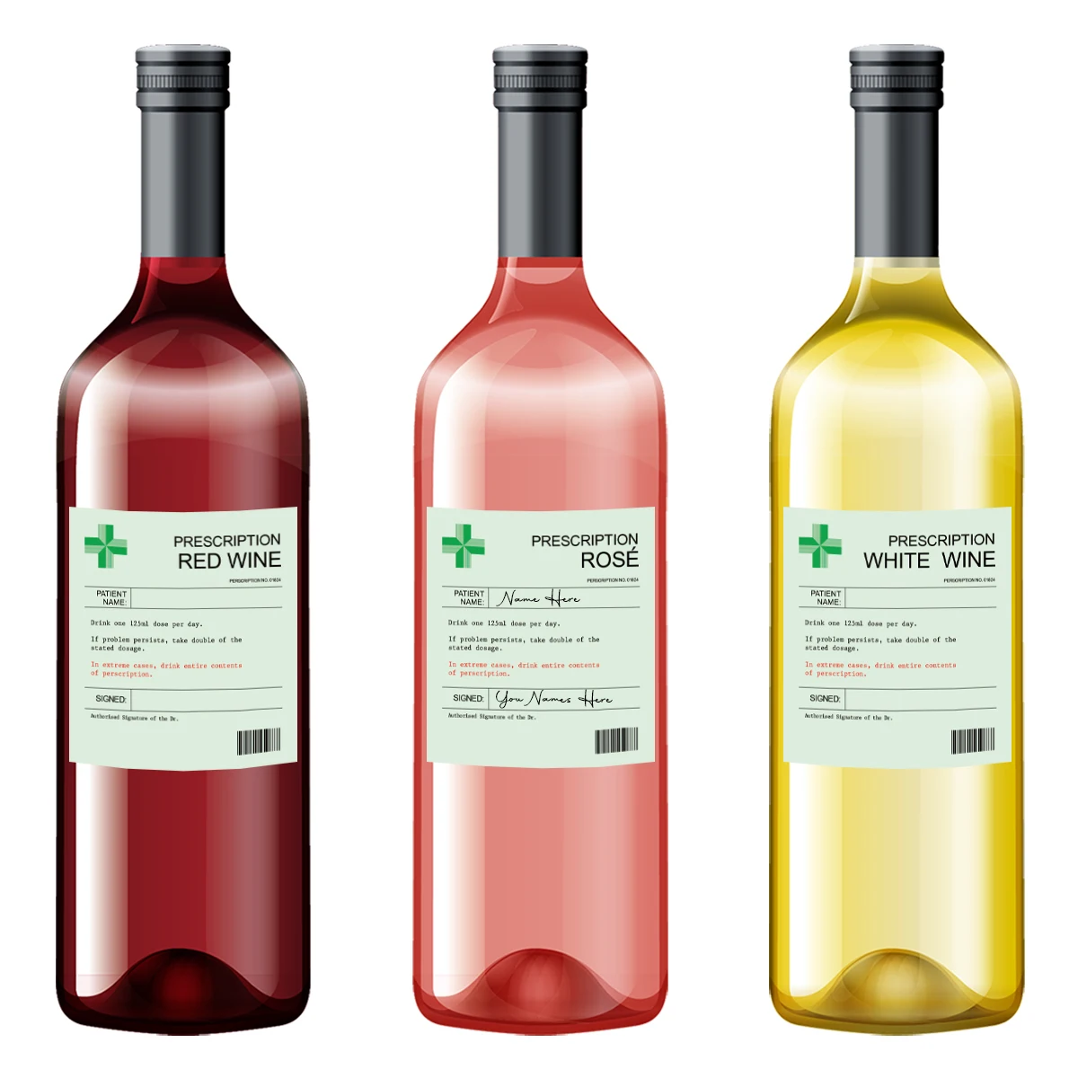 6-Pack Prescription-Themed Wine Bottle Stickers – Funny Christmas & Holiday Vinyl L... - SKU TWBS1743 - UGI Packaging