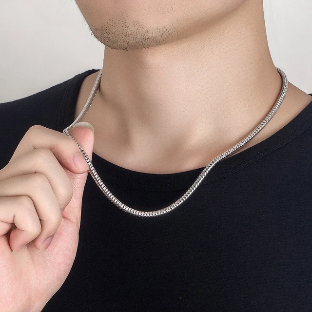 Solid 925 Silver Snake Chain Necklace, Raund Snake Chain for Man for Women,  Silver Men's Jewelry, Silver Chains, Valentines Gifts - Etsy
