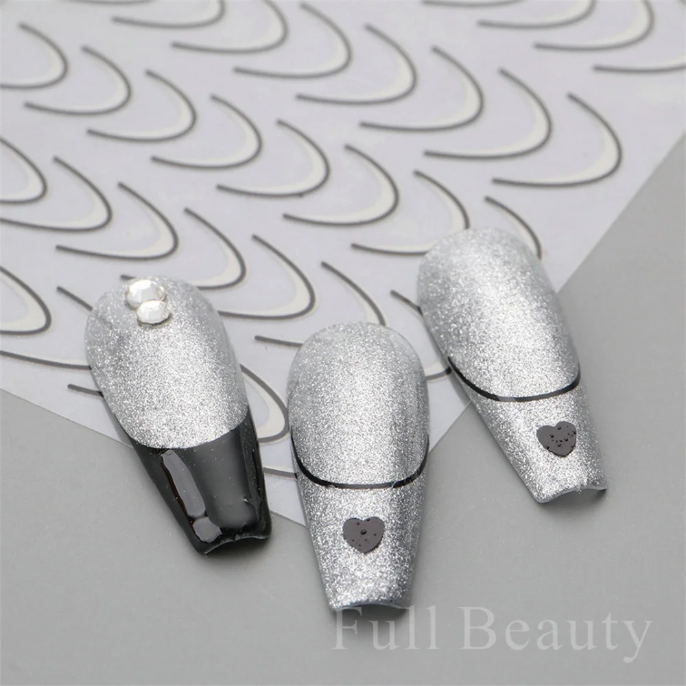 French Nail Stickers 3d Design French Romance Fashion Nail Accessories Metal Line Stickers Art nail stickers