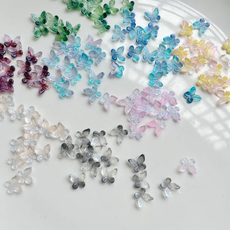 40 teile/los Neue Nachtlicht Schmetterling Nagel Charme Harz Dekoration Kawaii Zubehör DIY Schmuck Dekoration Zubehör