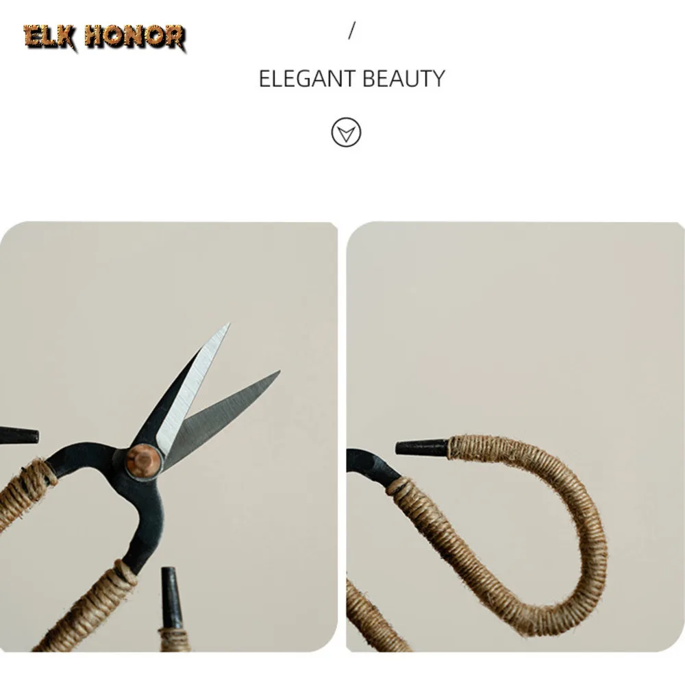 Retro Hemp Rope Cut Tea Bag Scissors Tea Bag Scissors Fishing Hand Cross Stitch Thread Household Small Scissor