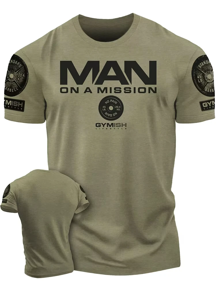 3D Printed Workout T-Shirt Men's Short Sleeves Muscle Man Funny Gym T-Shirt