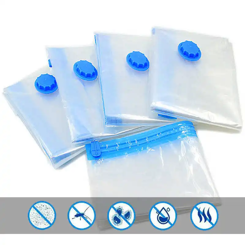 5 Pack Vacuum Storage Bag For Clothes Space Saving Air Pump Sealed Transparent Compression 40x60cm 60x80cm Home Organizer