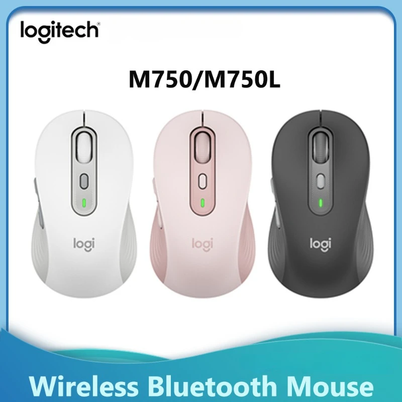 Logitech M750 사일런트 무선 블루투스 마우스, M750L 사무실 마우스 지지대, 최대 3 개의 장치 스위치, Mac/Win Logitech 옵션 + 