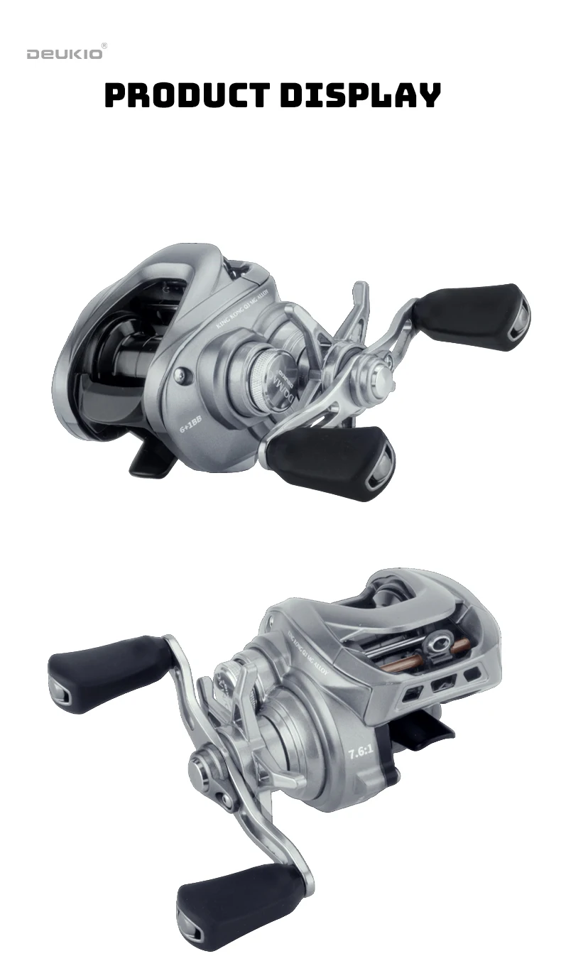 DEUKIO DC Baitcasting Angelrolle Elektronisches Bremsband Sound Baitcast Angelrollen Carbon Body 7,6:1 6+1BB Meerwasserrolle – Detail 10
