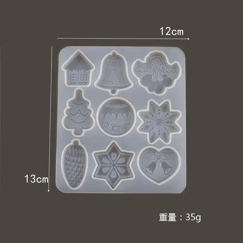 Christmas DIY Crystal Epoxy Mold Xmas Tree Snowflake Elk Pendant Keychain Listing Jewelry Silicone Mold Set Cookie Mold
