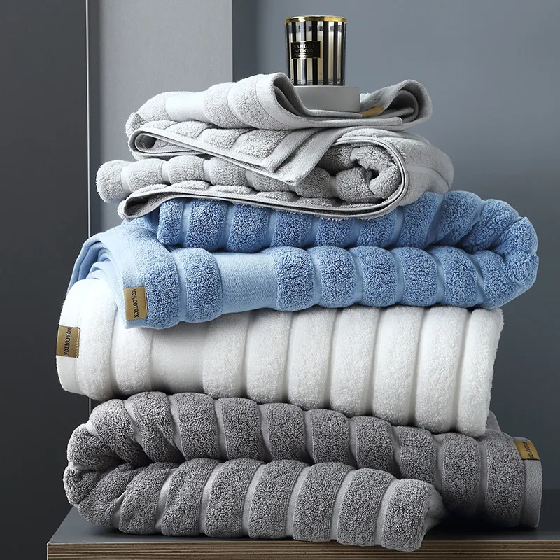 100% Cotton Towel Quality Face Bath Towels White Blue Grey Soft Feel Highly Absorbent Shower 1 Pcs Home Comfort Towel Bath Towel 5