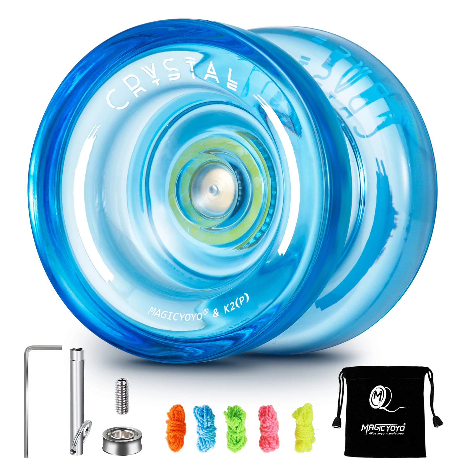 MAGICYOYO Responsive Crystal YoYo K2 Plastic Yo Yo for Kids Beginner Replacement Unresponsive Bearing for Advancer yoyo ball