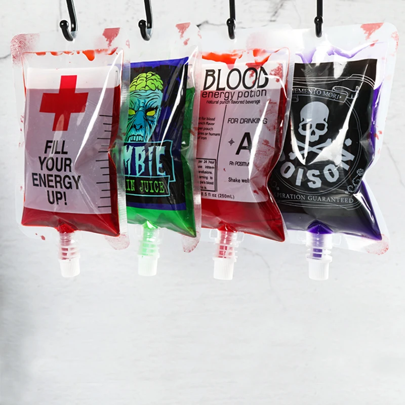 5/10Pcs Halloween Drink Container Bag Cosplay Vampire Blood Bags Zombie Beverage Drinks Bags Puntelli Forniture Per La Decorazione Di Halloween