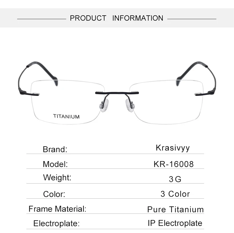 Krasivyy Unisex Rimless Square Eyeglasses 1
