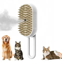 Pet Grooming Brush: 3-in-1 Spray & Massage Tool with Rotatable Floating Head (White)