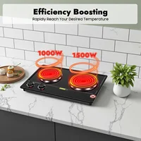 Cuisinière électrique à double brûleur 2500W, plaque de cuisson électrique avec 2 plaques, puissance de feu réglable, 220-240V pour la cuisson des aliments 2