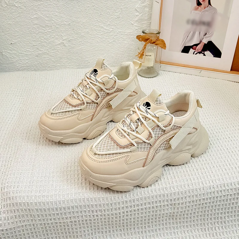 

Новинка 2023, массивные кроссовки для папы, повседневная обувь с вулканизированной подошвой, женские белые кроссовки со шнуровкой