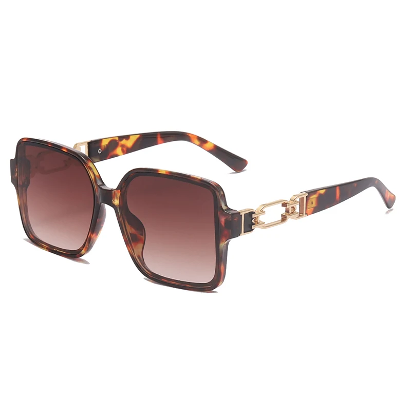 

Vintage Colorful Square Sunglasses Women Fashion Metal Hollow Decoration Oversized Eyewear Men Leopard Color Sun Glasses