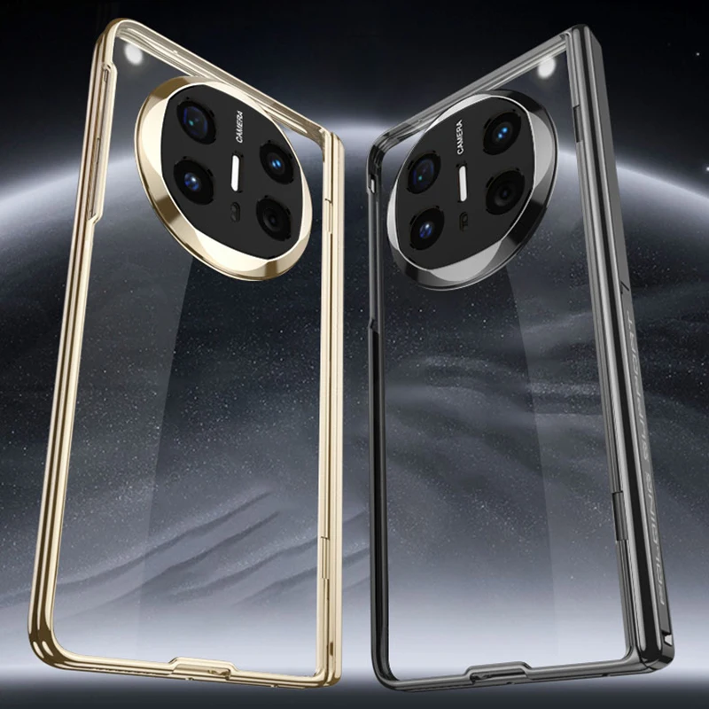 Magnetic Hinge Stand Clear Case for Huawei Mate X6 X5 Outer Screen Glass Luxury
