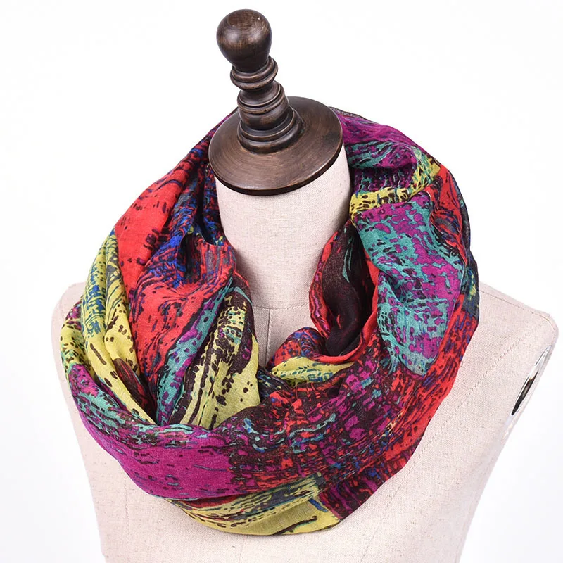 Fashion Women Cotton Print Infinity Scarf Warm Soft Ring Scarves Circle Loop Foulard Femme Snood Neck Wrap Shawl 4
