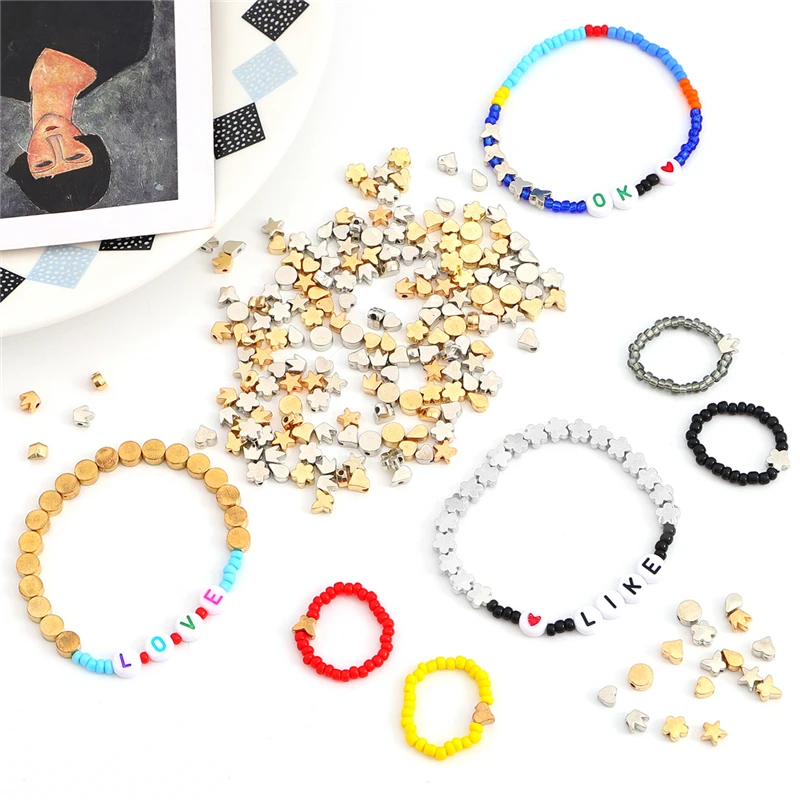 100 Stück CCB Stern-Plastikperlen, Blumenanhänger, lose Stern-Abstandshalterperlen für DIY-Halsketten, Armbänder, Ohrringe und Schmuckherstellung